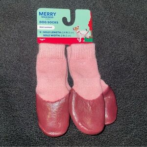 Small Pink Dog Socks with Rubber Soles